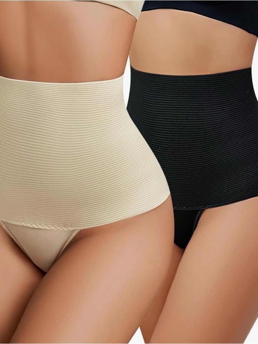 High-Waist Shapewear - Black & Beige